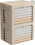 FHSQX Extra Large Clothes Storage Bins Foldable Metal Frame Storage Box Stackable Linen Fabric Box Organizer Set with Carryin
