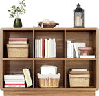 ChooChoo 6 Cube Storage Organizer, Wooden Bookcase with Storage, Cube Storage Bookshelf for Bedroom and Home Office, Brown Wa