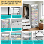 Kotkn 24-Pair Over Door Shoe Organizer for Family & Kids, Double Sided | Hanging Storage for Sneakers, Boots, Toys & Room Org