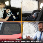 EcoNour Printed Baby Car Window Shades for Side Windows | Sun Shade for Heat & UV Protection | Adjustable Elastic Fabric Material | Rear Side Window Sunshade for Car | Pack of 2 (Large 40"x23")