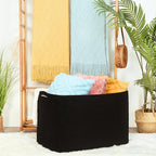 MINTWOOD Design 112L Extra Large Blanket Basket Holder Living Room, 25"x17"x16" Rectangle Rope Woven Storage Basket with Hand