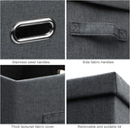 Graciadeco Large 17" 36 Quart Collapsible Stackable Storage Bins with Lids, 3 Packs Dark Gray Foldable Fabric Closet Storage 