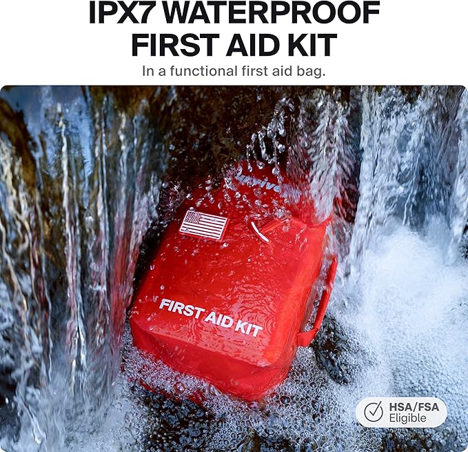Large Waterproof First Aid Kit for Car, Travel & Home - Emergency Kit for Hiking, Camping, Backpacking and Outdoors - Include