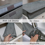 PINGMIC Gray Sock Organizer Divider 2 Pack with Lid - 30 Cell Foldable Closet Storage, Tie Organizer For Men Boxes for Socks,