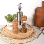 Round Decorative Tray Wood Bathroom Counter Organizer Farmhouse Kitchen Decor Wooden Riser for Soap Dish, Perfume, Candle, Sp