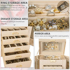 AKOZLIN 6-Tier Jewelry Box Lockable Leather Jewelry Storage Case with 5 Drawers for Women Girls Ring Necklace Earring Bracele