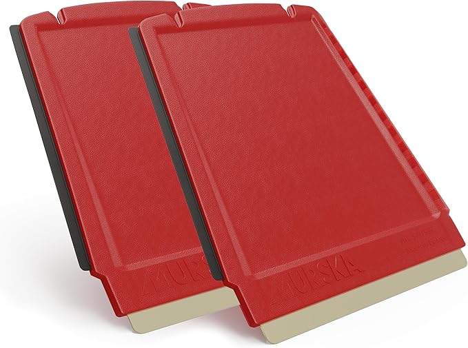 Ice Scraper Brass Blade Small Ice Scraper for Car 2 Pack 4-in-1 Small Ice Scrapers for Car Windshield Frost Wipe Scraper Snow Scraper for Car Original Murska from Europe Winter (2-Pack L&P A052 Red)