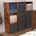 Cube Storage Organizer, 3 Cube Retro Bookshelf, Freestanding 3 Tier Open Shelf, Rustic Brown Retro Shelves for Home Office, B