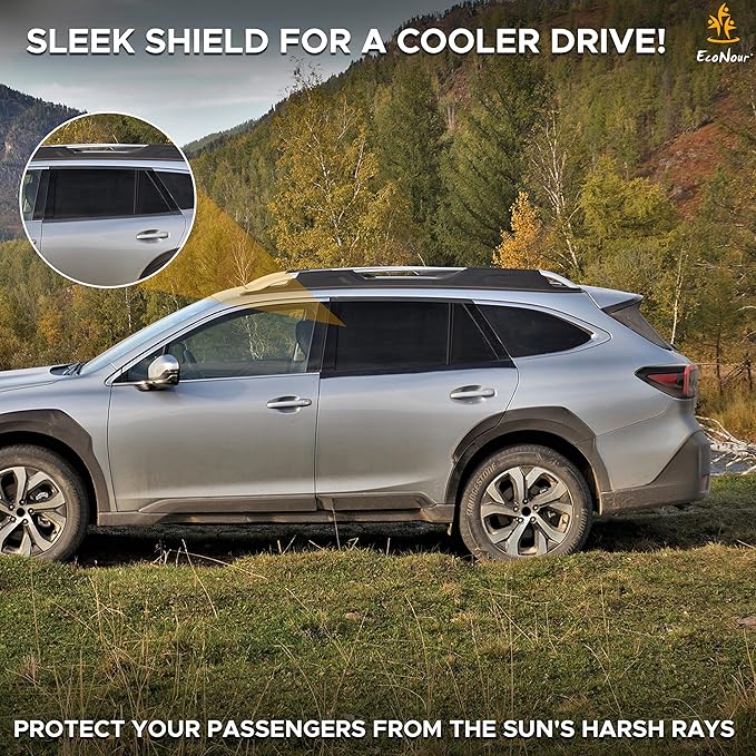 EcoNour Car Rear Window Sun Shades Compatible for Subaru Outback | 2Pack Breathable Shade - 100% UV & Mosquito Protection | Rear Window Covers for Privacy & Blackout | Car Window Accessories