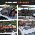 Mockins 64"x39"x6" Extendable Roof Rack Cargo Carrier | 250 Lbs. Capacity Weatherproof Steel Roof Basket | Rooftop Cargo Carrier Set w/Ratchet Straps & Bungee Net for SUV, Van, & Car Roof Storage