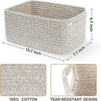 3-Pack Storage Baskets for Organizing | Woven Shelf Toy Basket | Rope Baskets for Gifts Empty | Closet Organizer Bins with Ha