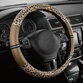 Road Comforts Leopard Steering Wheel Cover for Women, Cute Anti-Slip Microfiber Leather, Universal Fit 14.5-15 Inch Round Ste