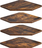 Fun Memories Corner Shelf Wall Mount, Floating Corner Shelves, Set of 4 Corner Wall Shelf Organizer, Rustic Wood Wall Storage