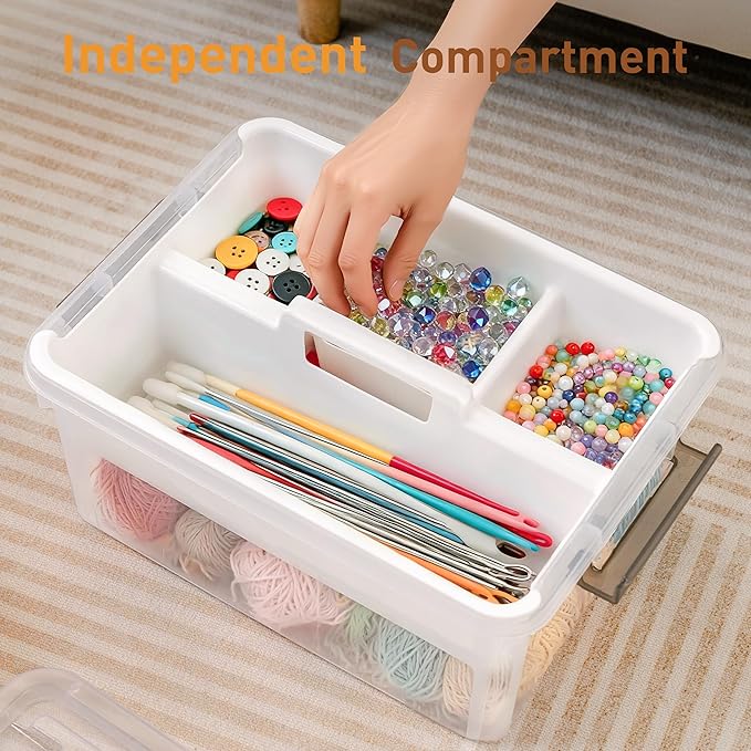 Citylife 17 QT Plastic Storage Bins Clear Storage Box with Removable Tray Stackable Latching Box with Handle for Oraganizing 