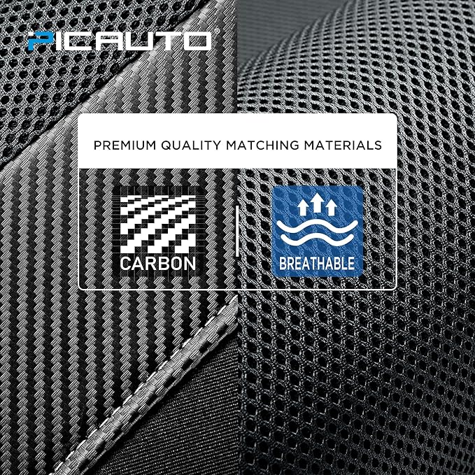 PIC AUTO Car Seat Covers - High Back Front Seat Covers, Sports Carbon Fiber Mesh Design, Universal Fit, Airbag Compatible (Gr