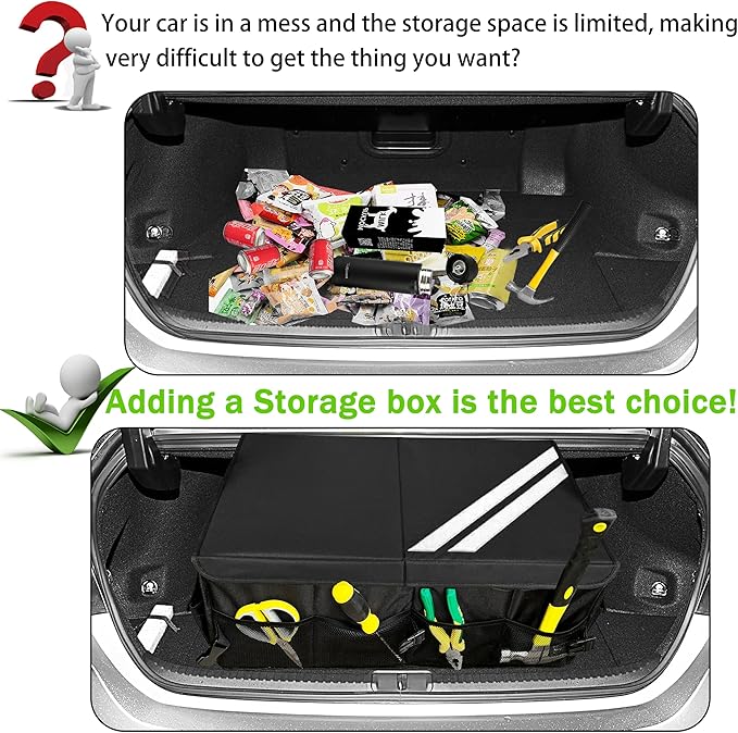 YOSRTER for Dodge Charger Durango Challenger Ram Car Trunk Organizer Collapsible Storage Box with Handle Foldable Lid Non
