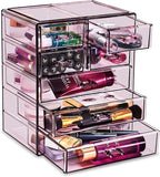 Sorbus Acrylic Makeup Organizer Set, 7-Drawer Vanity & Countertop Cosmetic Storage with Small & Wide Drawers, Purple Makeup S