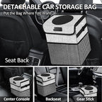 Cute Mini Car Trash Bag with Lid, Glitter Garbage Can Bin Hanging for Back/Front Seat/Console, Waterproof, Leakproof, 2.5 Gallon, Silver Bling Sparkly