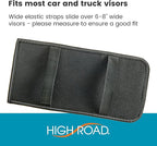 High Road Car Sun Visor Organizer with Hidden Auto Registration and Insurance Holder, Car Visor Mirror and Grip Band Storage Panel for Sunglasses and Driving Essentials