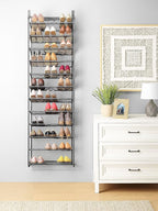 Whitmor 36 Pair Over The Door Shoe Organizer, 12 Tier Hanging Shoe Organizer, Heavy Duty Metal & Mesh Shoe Holder, Hanging Sh