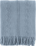 BATTILO HOME Bluish Grey Throw Blanket for Couch, Soft Knit Throws with Tassels for Home Decor, Blue Blankets and Throws for 