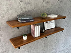 Industrial Pipe Wall Wood Shelves,Real Wooden Shelves 60" in Special Brown Color with 11.8" Extra Width, Modern Floating Shev