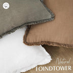 Foindtower Set of 2 Decorative Linen Fringe Throw Pillow Covers Cozy Boho Farmhouse Cushion Cover with Tassels Soft Accent Pi