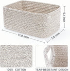 3-Pack Small Storage Baskets for Organizing | Woven Shelf Toy Basket | Rope Baskets for Gifts Empty | Closet Organizer Bins w