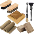 Fantasticlean 9PC Car Detailing Kit，Boars Hair Brush，Horse Hair Bristle，Suede-Coral Cloth，Car Dust Brush，Microfiber Towel & A
