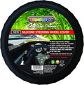 Silicone Black Steering Wheel Cover- Racing Power Grip-Ergonomic Handling (Black)