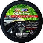 Silicone Black Steering Wheel Cover- Racing Power Grip-Ergonomic Handling (Black)