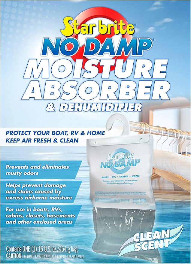 STAR BRITE No Damp Moisture Absorber & Dehumidifier Hanging Bag - Simple, Portable, Humidity Control for Boats, RVs,