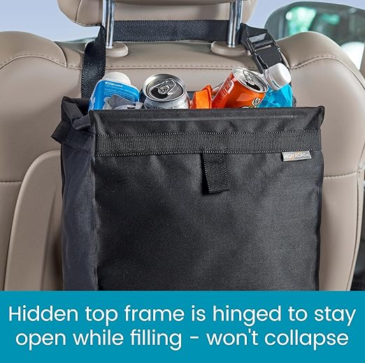 High Road Large TrashStash Hanging Car Trash Can Garbage Bag with Push-Close Lid and Waterproof Bin for Cars, SUVs and Trucks, Holds 4.5 Gallons of Car Trash