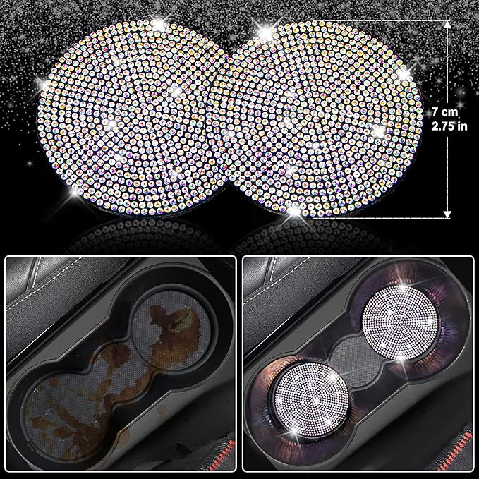 CAR PASS Bling Diamond Leather Seat Covers Sets 12pcs