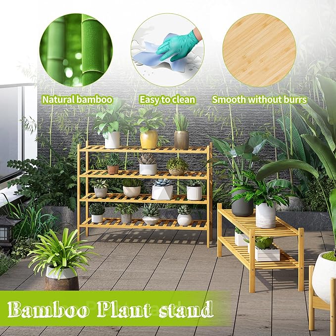 BMOSU 2-Tier Bamboo Extended Shoe Rack Premium Stackable Shoe Shelf Storage Organizer for Hallway Closet Living Room Entryway