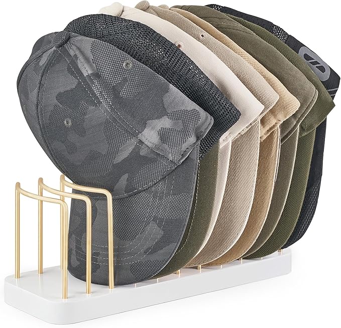 Mkono Hat Organizer for Baseball Caps, Hat Holder for 10 Baseball Caps, Tabletop Hat Rack Stand Storage Display Cap Organizer