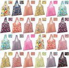 Eccliy 24 Pieces Reusable Grocery Bags Polyester Shopping Bags for Groceries Multi Colors Reusable Foldable Shopping Tote (Fruits Style)