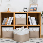 MidmmVick 13 x 13 Inch Cube Storage Bins, 4 Pack Large Collapsible Fabric Storage Bin with Ropes, Foldable Storage Cubes for 