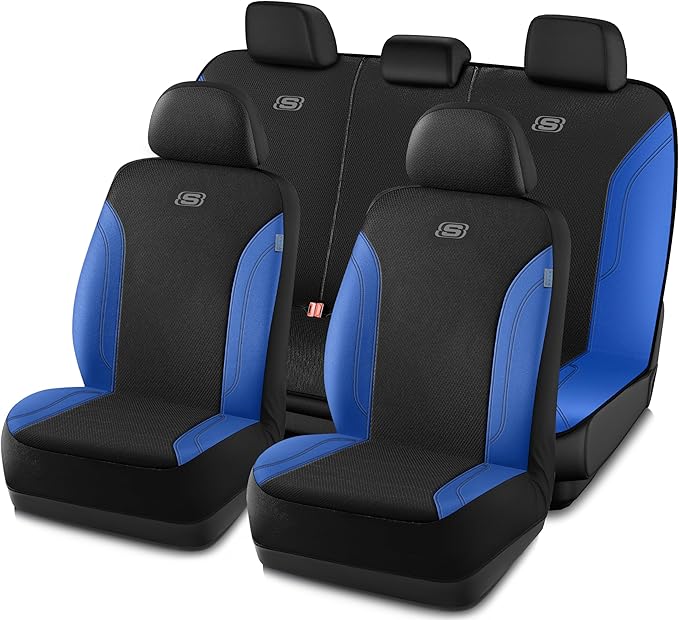 Skechers Car Seat Covers, Work Leather Seat Covers 5-Times Stronger Built-in Webbing, Oxford Fabric Seat Cover Full Sets, Air