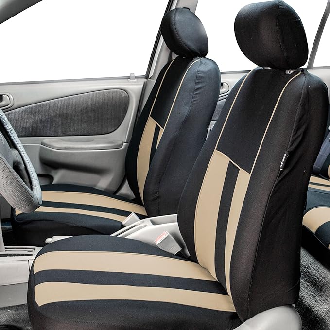 FH Group Car Seat Cover Front Set Striking Striped Car Seat Covers with Front Seat Covers and Rear Split Bench, Universal Fit