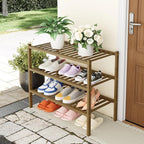 Smiry Shoe Rack, 3 Tier Thick Bamboo Shoe Organizer, Stackable Free Standing Wooden Shoe Storage Shelf for Closet, Entryway, 