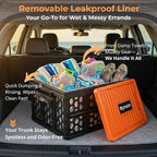 Mymazn Trunk Organizer Plastic for Car, Crate Storage Collapsible Car Organizer for SUV, Groceries, Camping | with Lid,