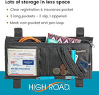 High Road Car Visor Organizer with Secure Zip Pockets, Sunglasses Holder and Clear Registration and Insurance Pocket - Heavy Duty Straps Fit Most Car, SUV and Truck Visors (6)