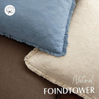 Foindtower Set of 2 Decorative Linen Fringe Throw Pillow Covers Cozy Boho Farmhouse Cushion Cover with Tassels Soft Accent Pi
