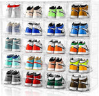 10 Pack Large Shoe Boxes Clear Plastic Stackable,Shoe Storage Organizer with Lids,Shoe Rack for Closet,Shoe Organizer and Sho