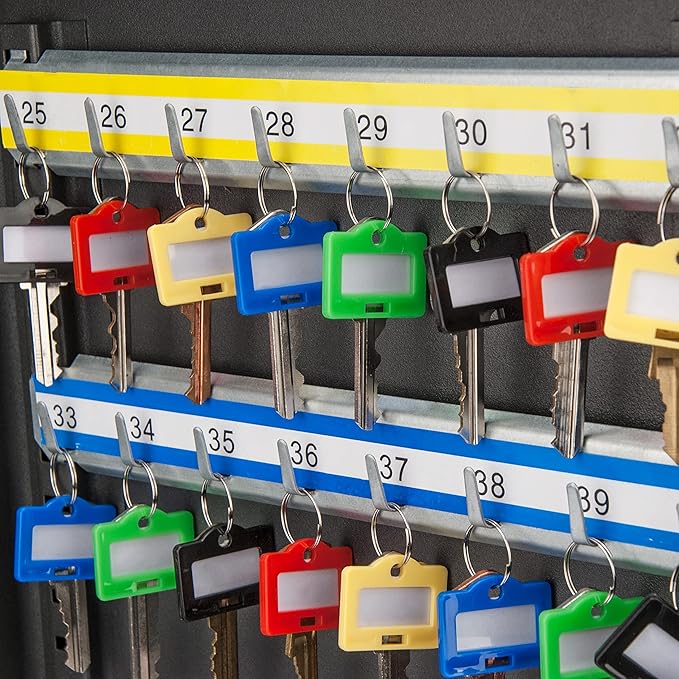 Barska 48-Position Key Cabinet Lock Box – Wall Mount with Key Lock, Adjustable Numbered Hooks & Color-Coded Key Tags for Home