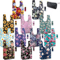 BeeGreen Large Flower Tote Bag - 12 Pack Heavy Duty Reusable Grocery Bags and Foldable Shopping Bags for Groceries, Cute Travel Reusable Gifts,Lightweight Washable Cloth Bag With Handles for Women