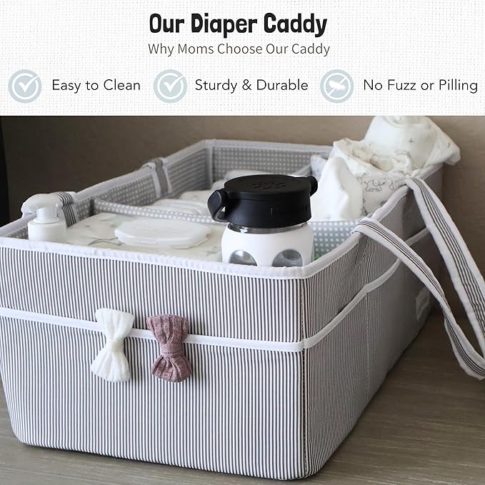 Lily Miles Baby Diaper Caddy - Organizer Tote Bag for Infant Boy or Girl - Baby Shower Basket - Nursery Must Haves - Registry