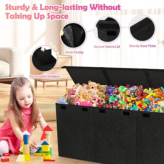 Mabahoo Extra Large Toy Box, Collapsible Sturdy Kids Toy Chest for Boys, Girls, 40"x14"x16" Storage Organizer Toddler Storage