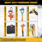 ELEAD 28-Piece Pegboard Hooks with Extension Straps, Heavy Duty Organizer Pegboard Accessories Fit for 1/4" Pegboard, Peg Boa